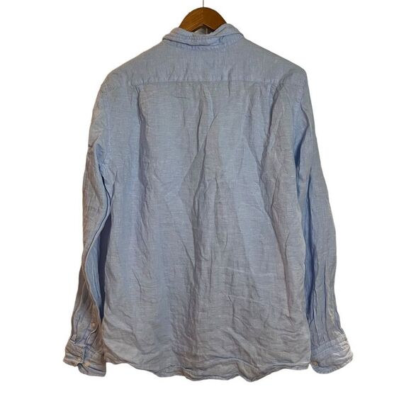 Uniqlo light blue 100% linen button down shirt. Size medium - Picture 9 of 9